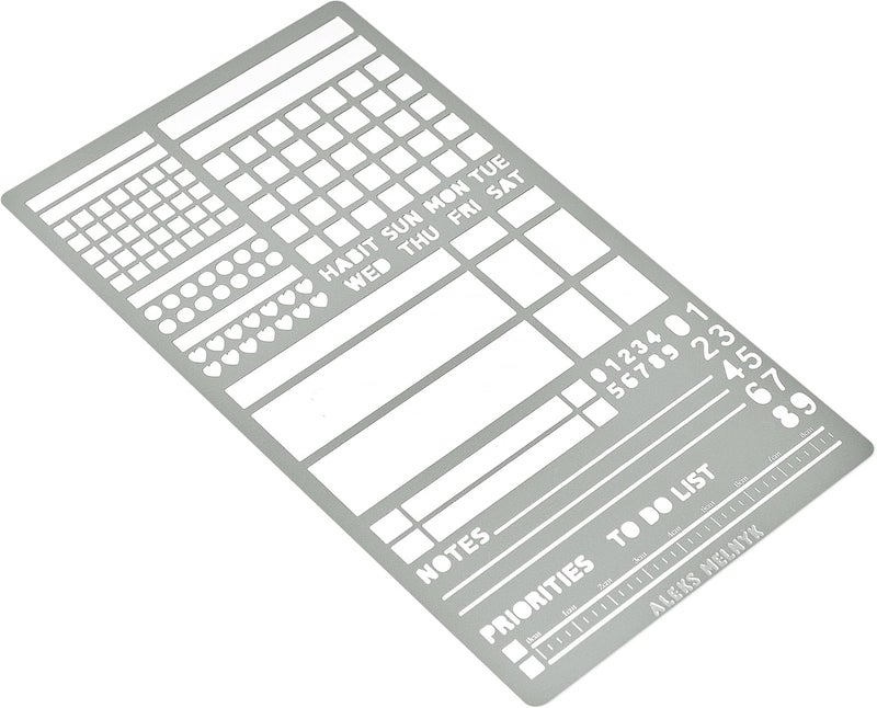 Aleks Melnyk No.423 Metal Stencil for Bullet Journaling, Bookmark, Planning, Banners, Lines, Lists, Planner Stamps, Habit Tracker, Dot Journal Stencil for Diary, Template, Scrapbook - Image 2